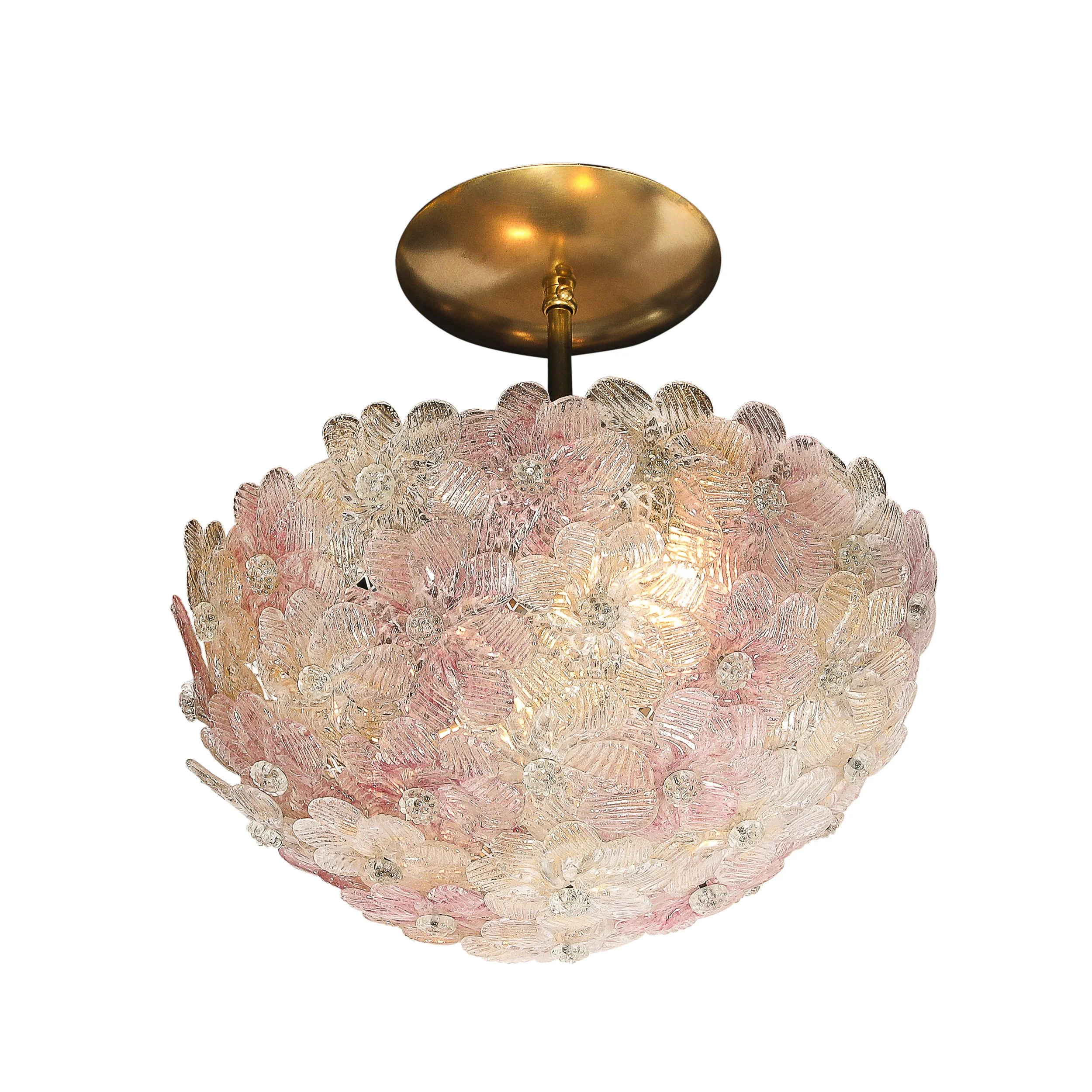 Mid-Century Hand-Blown Murano Glass Six Arm Chandelier by Barovier